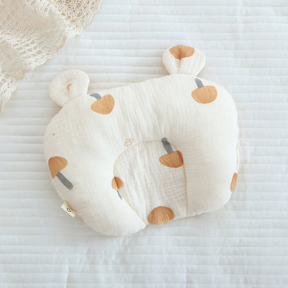 Cotton Gauze Baby Head Support Pillow – Soft Cartoon Infant Pillow