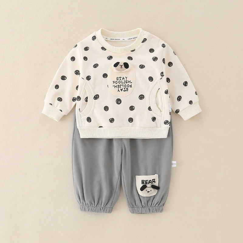 Baby & Toddler Animal Print 2-Piece Cotton Set | Sweatshirt & Pants in Playful Cartoon Designs