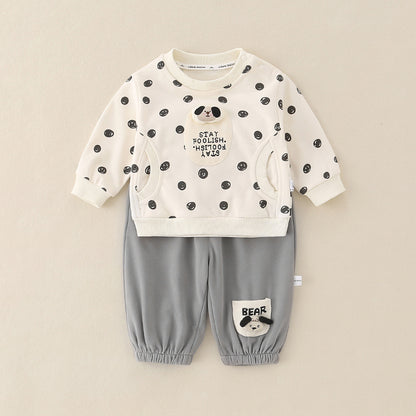 Baby & Toddler Animal Print 2-Piece Cotton Set | Sweatshirt & Pants in Playful Cartoon Designs