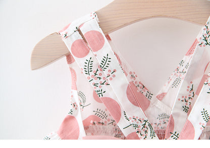 Baby Girl Polka Dot & Floral Print Sleeveless Dress with Sun Hat – Bow Back, Sizes 6 Months–4 Years