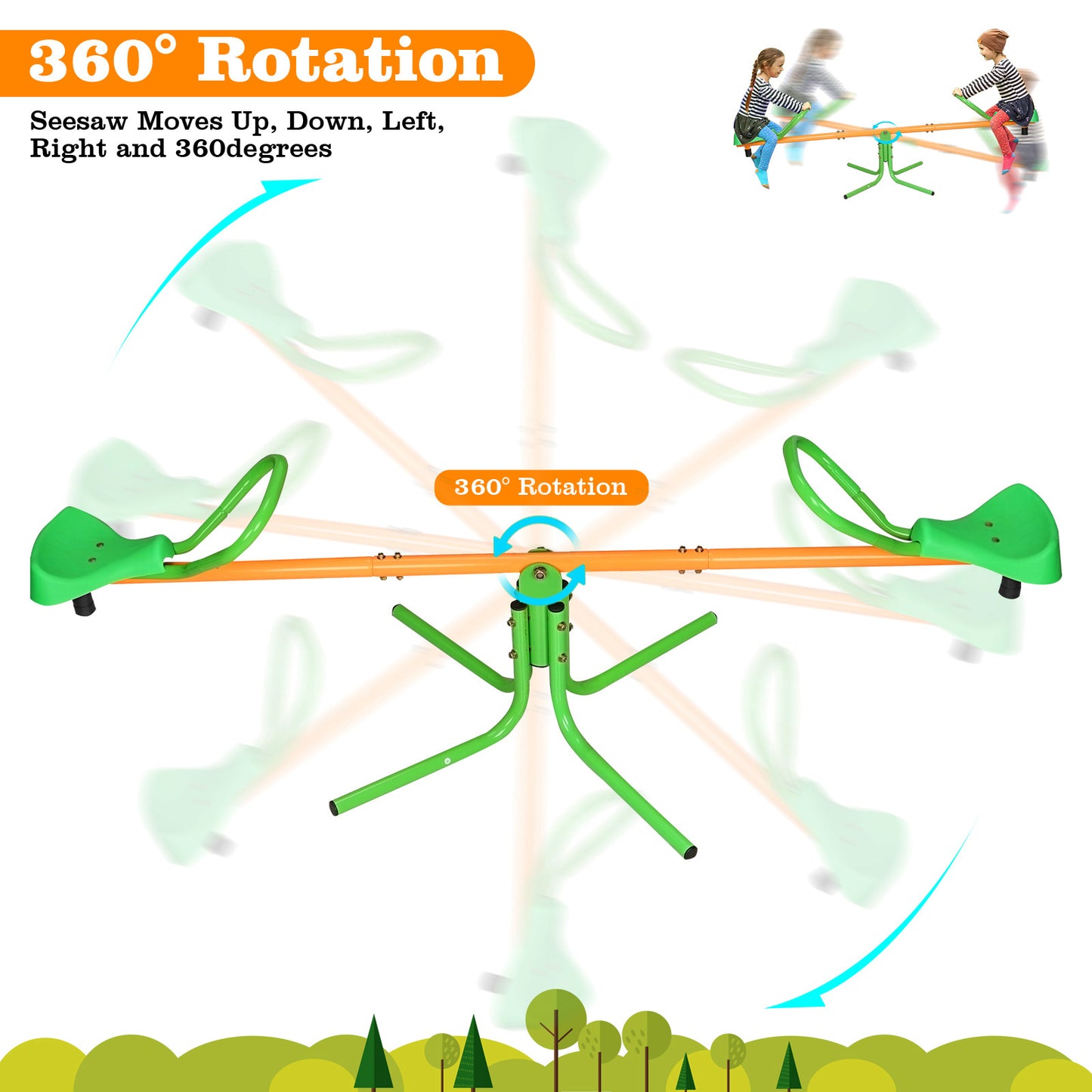 360° Rotating Outdoor Kids Seesaw – Playground Toy for Ages 3-8