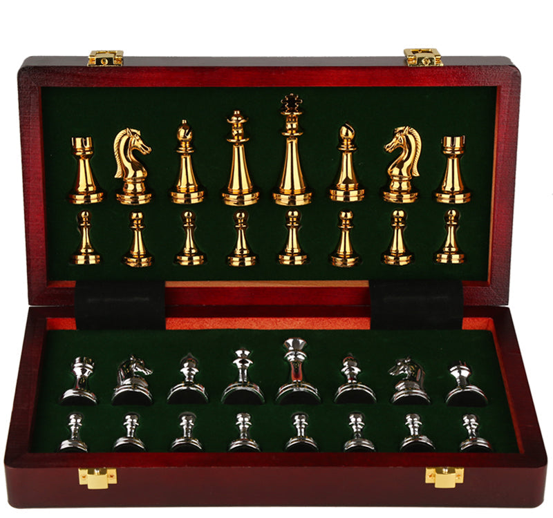 Premium Metal Chess Set for Kids & Families – Foldable Board with Gift Box
