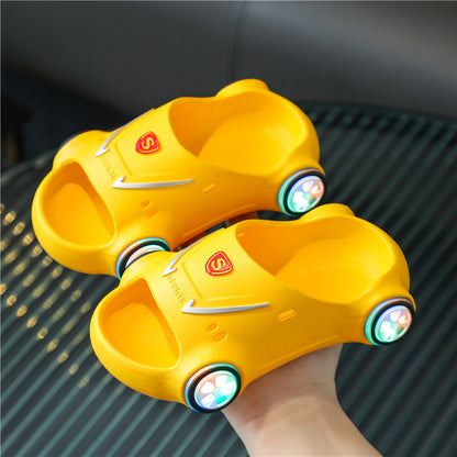 Light-Up Race Car Slide Sandals for Kids – Soft Sole Non-Slip Summer Slippers for Toddlers & Big Kids