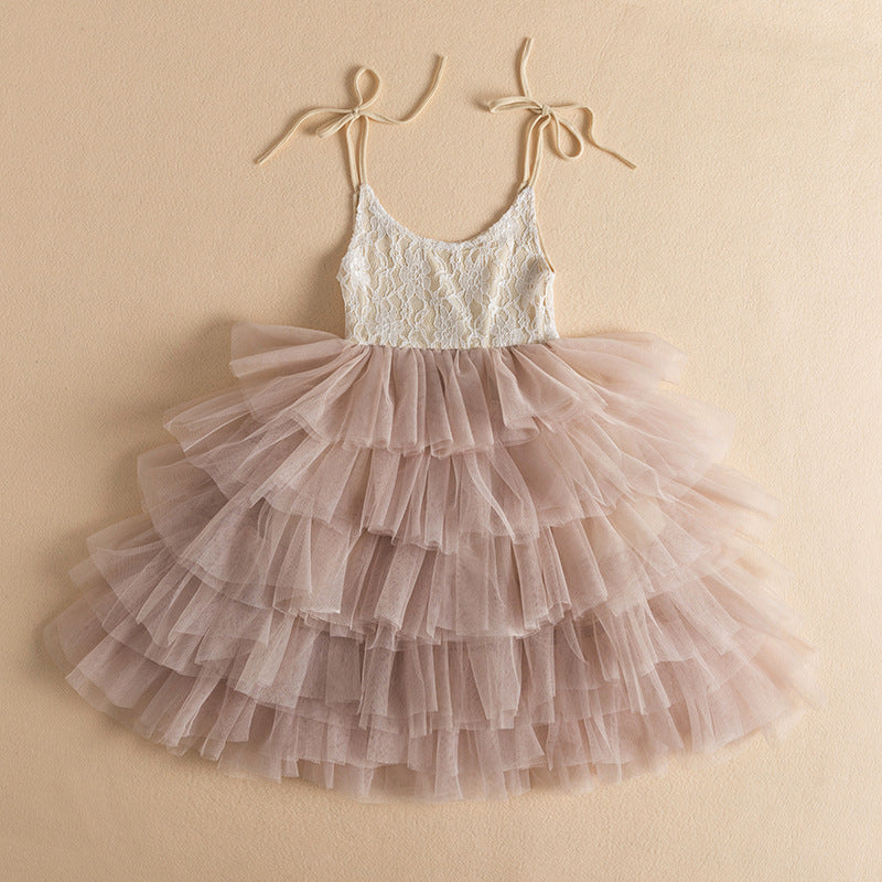 Lace Bodice Tiered Tulle Party Dress – Girls' Special Occasion Dress in Blush, White & More