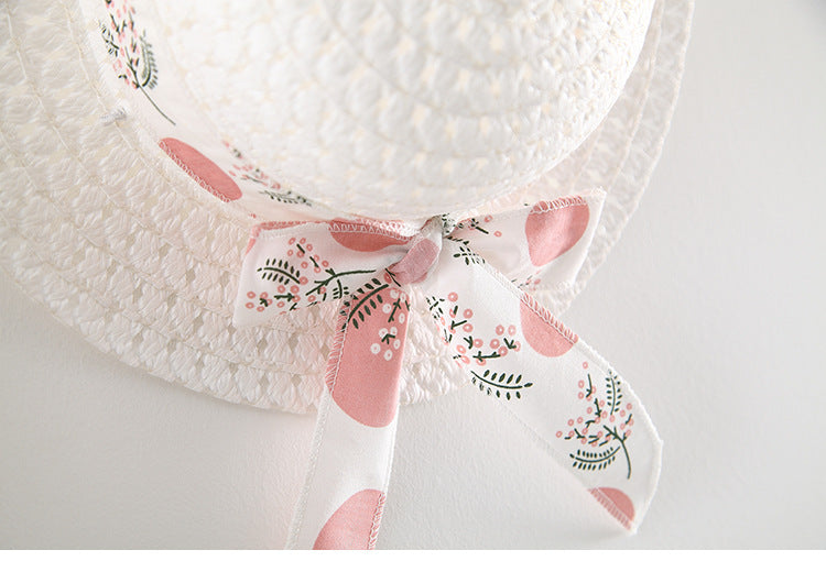 Baby Girl Polka Dot & Floral Print Sleeveless Dress with Sun Hat – Bow Back, Sizes 6 Months–4 Years