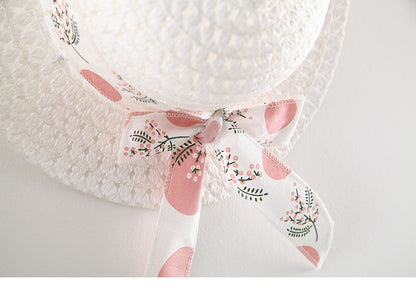 Baby Girl Polka Dot & Floral Print Sleeveless Dress with Sun Hat – Bow Back, Sizes 6 Months–4 Years