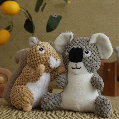 Plush Squirrel & Koala Dog Toy – Bite-Resistant Squeaky Chew Toy