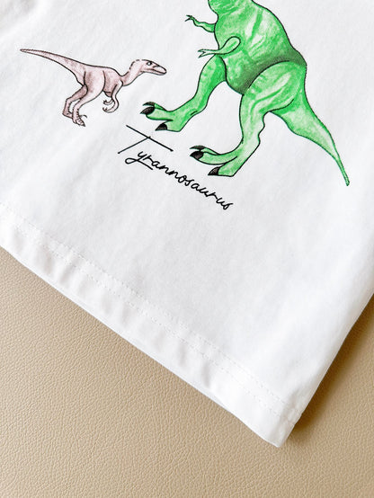 Toddler Boys' Dinosaur Graphic Tee & Gingham Shorts Set – Illustrated Dino Print, Sizes 6 Months–3 Years