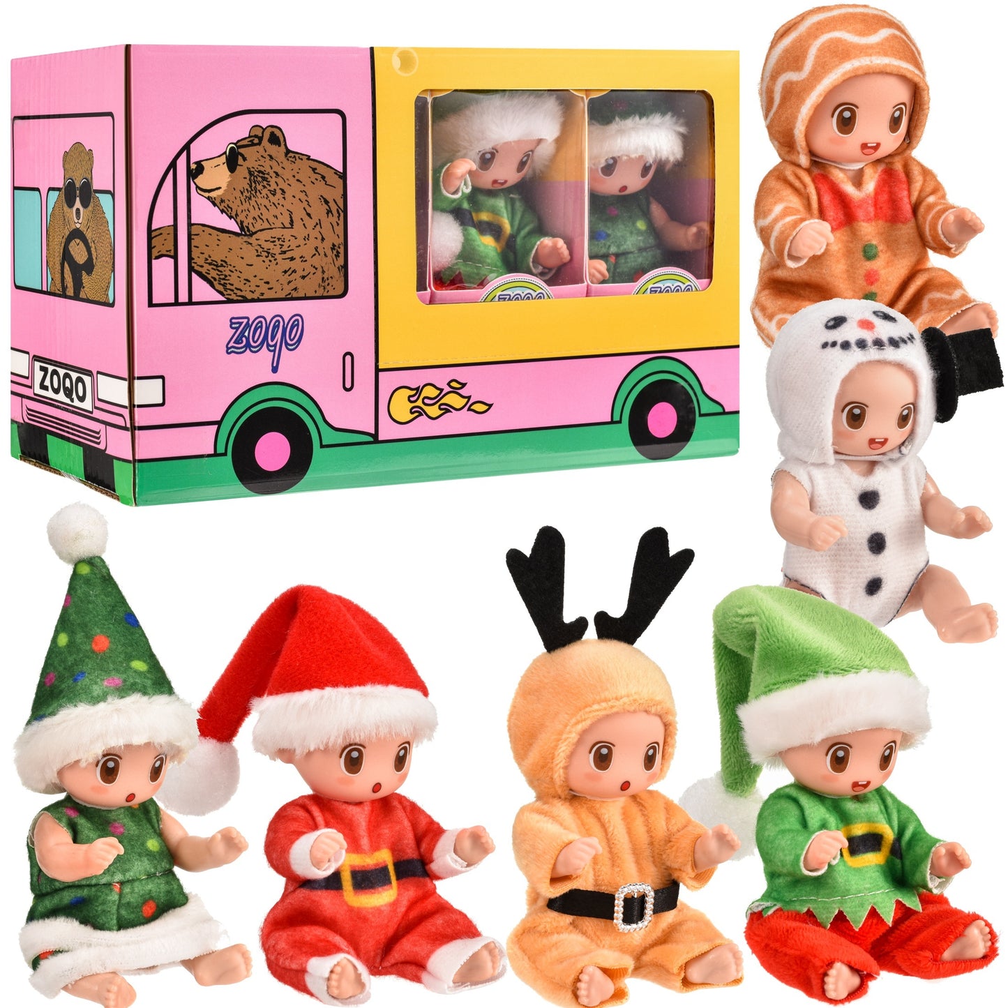 6-Piece Mini Reborn Baby Dolls Set – Lifelike Tiny Dolls with Animal Clothes