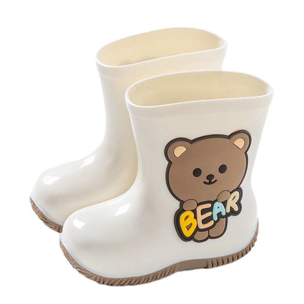 Kids’ Cute Bear Rain Shoes – Waterproof, Non-Slip PVC Boots for Toddlers & Little Kids