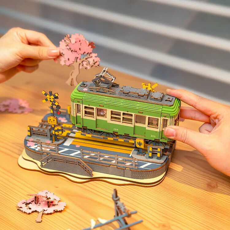 Rolife Sakura Journey Tram 3D Wooden Puzzle – DIY Model for Teens & Collectors