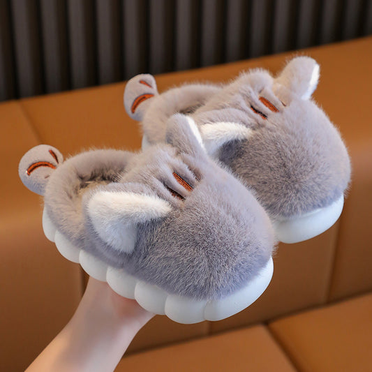 Kids Cozy Kitten Slippers – Soft Plush Indoor Slippers with Thick Sole