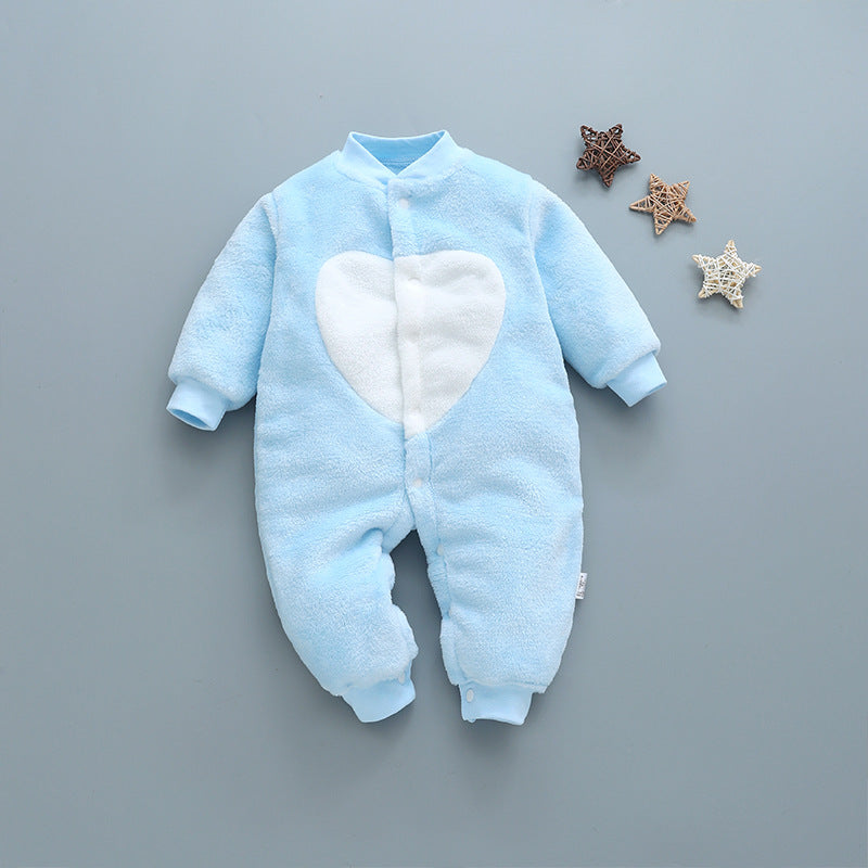 Cozy Fleece Baby Romper – Warm Cartoon Print Footless Jumpsuit for Newborns & Infants (0–24 Months)