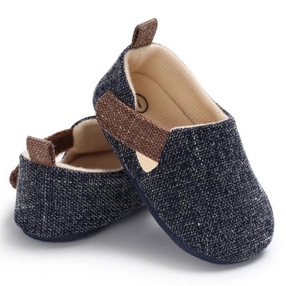 Denim-Look Slip-On Baby Loafers | Soft-Sole Casual Crib Shoes for Boys