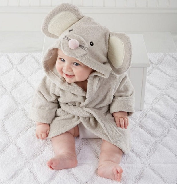 Baby Hooded Bathrobe – Cute Animal Cotton Bath Towel for Infants & Toddlers