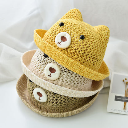 Baby Bear Bucket Sun Hat (Breathable) – Soft Woven Summer Hat for Little Kids