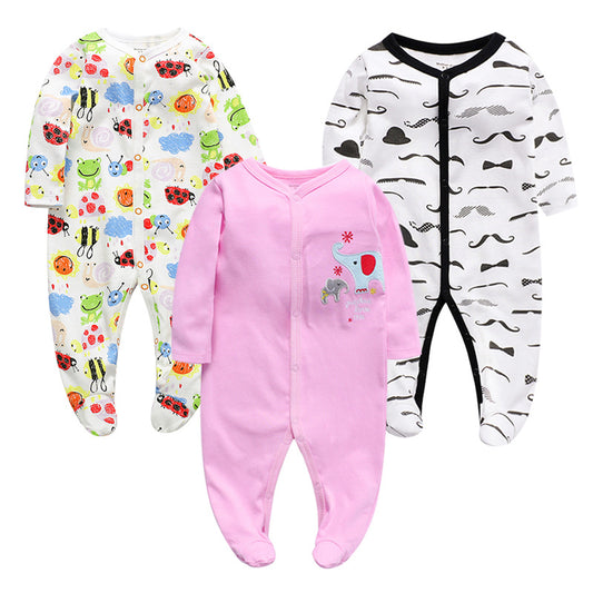 Baby Footed Pajama Romper – Soft Cotton Long-Sleeve Sleeper with Snap Front for Newborns & Infants (3–12 Months)
