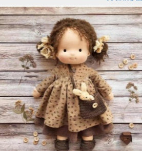 Handmade Curly Girl Plush Doll – 30cm Velvet Stuffed Toy with Clothes