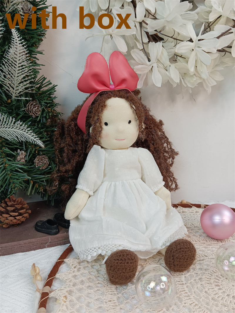 Handmade Curly Girl Plush Doll – 30cm Velvet Stuffed Toy with Clothes