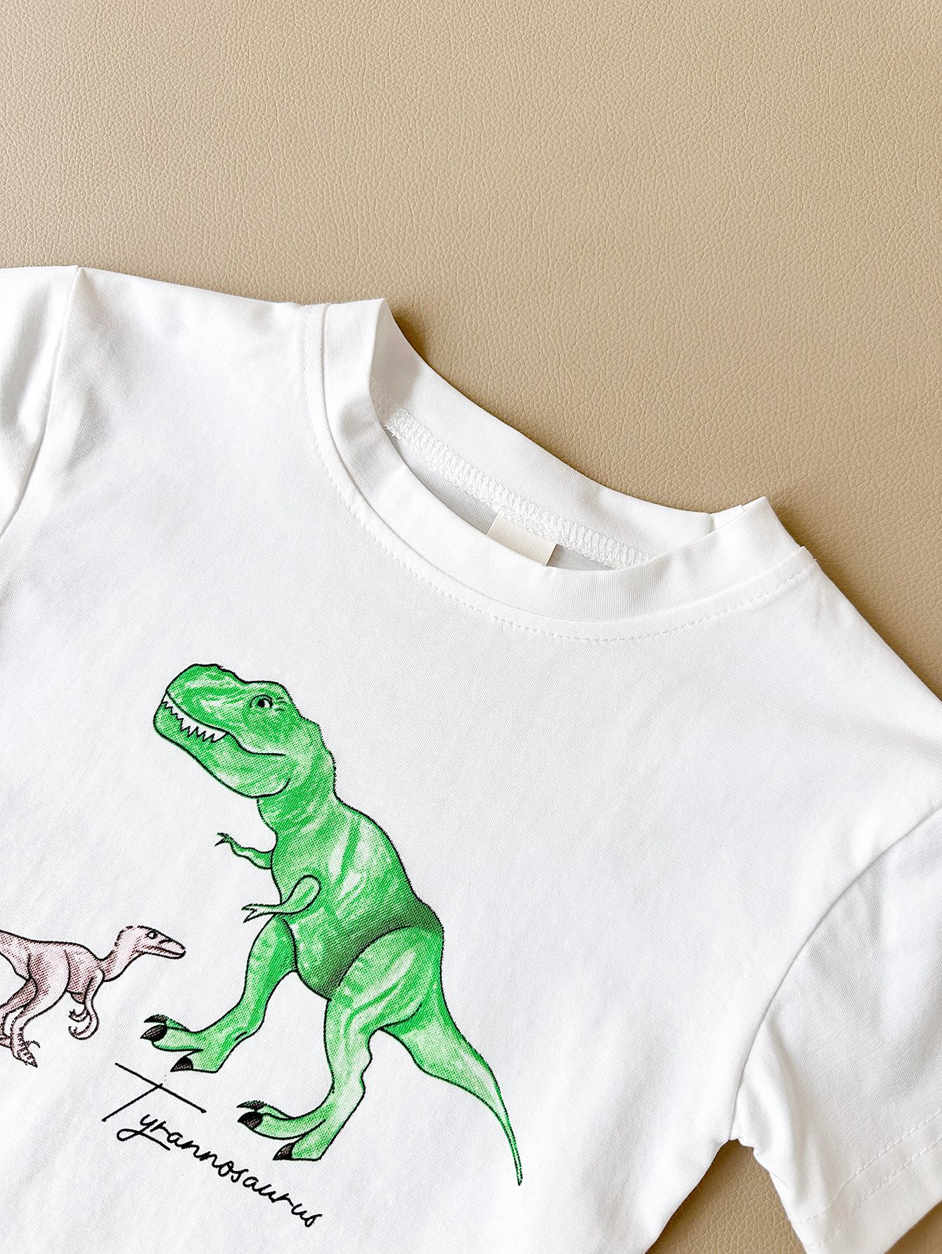Toddler Boys' Dinosaur Graphic Tee & Gingham Shorts Set – Illustrated Dino Print, Sizes 6 Months–3 Years