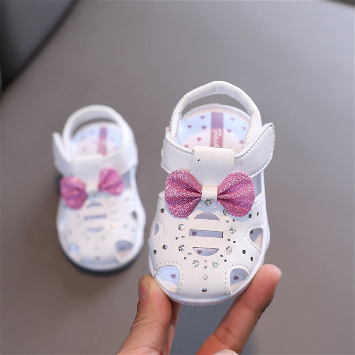 Baby Girl Sound-Activated Sandals with Soft Sole – Cute First Walkers