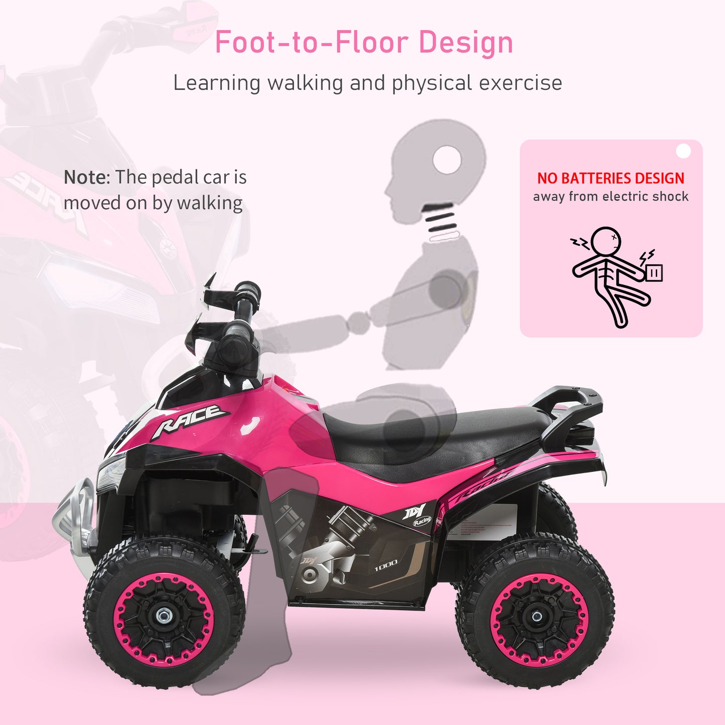 Toddler Push Car Foot-to-Floor 4 Wheels Music Light For Kid