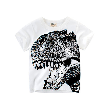 Boys' Graphic Cotton Tee – Short-Sleeve Dinosaur & Excavator Print T-Shirt for Toddlers & Little Boys (2–8 Years)