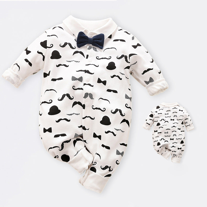 Baby Boy Dressy Romper Onesie (Long Sleeve) – Korean-Style “Little Gentleman” Outfit