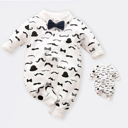 Baby Boy Dressy Romper Onesie (Long Sleeve) – Korean-Style “Little Gentleman” Outfit