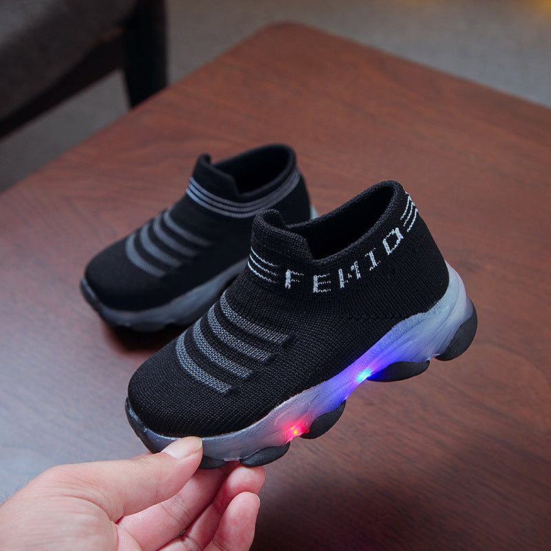 Kids LED Light-Up Knit Sneakers – Lightweight Slip-On Sneakers for Toddlers & Kids