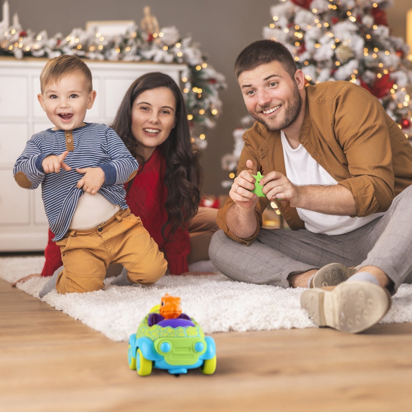 2-Pack Dinosaur RC Cars for Kids – Rechargeable Remote Control Cars with Lights & Music