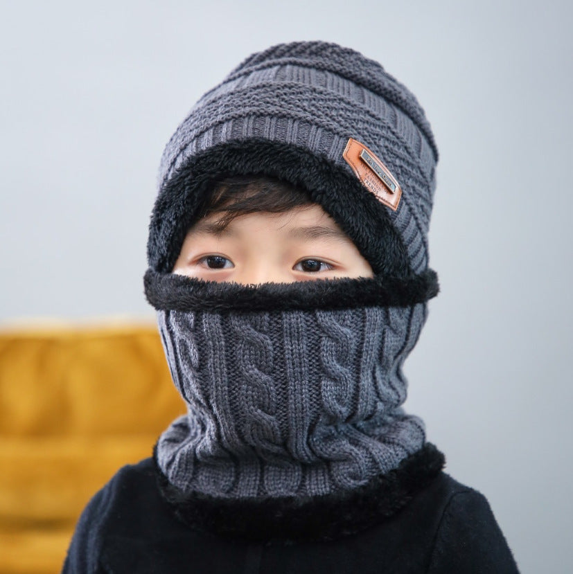Kids Fleece-Lined Knit Beanie + Neck Warmer Set