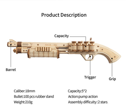 ROKR 3D Wooden Revolver Gun Puzzle – DIY Mechanical Model for Kids & Teens (LQ401)