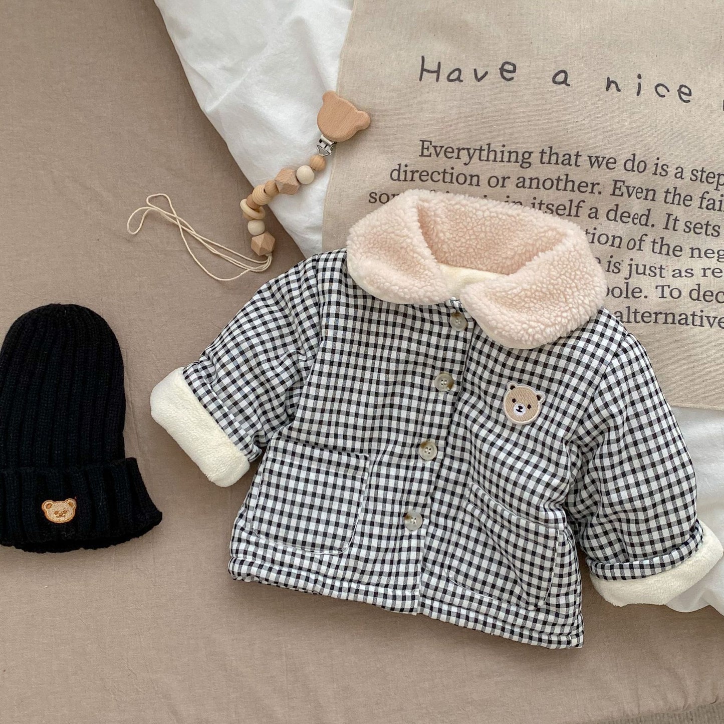 Baby & Toddler Plaid Bear Winter Jacket – Thick, Quilted & Incredibly Cozy