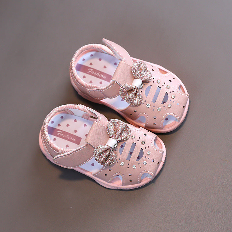 Baby Girl Sound-Activated Sandals with Soft Sole – Cute First Walkers