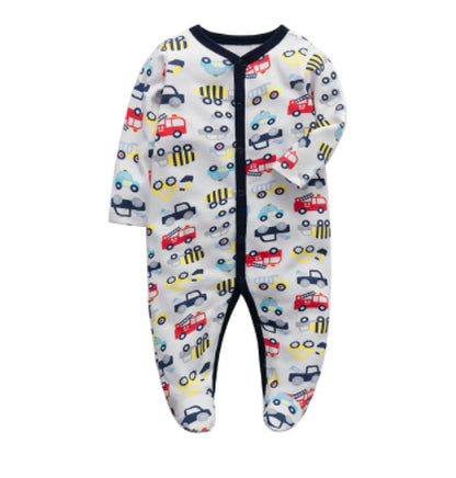Baby Footed Pajama Romper – Soft Cotton Long-Sleeve Sleeper with Snap Front for Newborns & Infants (3–12 Months)