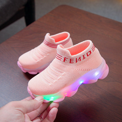 Kids LED Light-Up Knit Sneakers – Lightweight Slip-On Sneakers for Toddlers & Kids