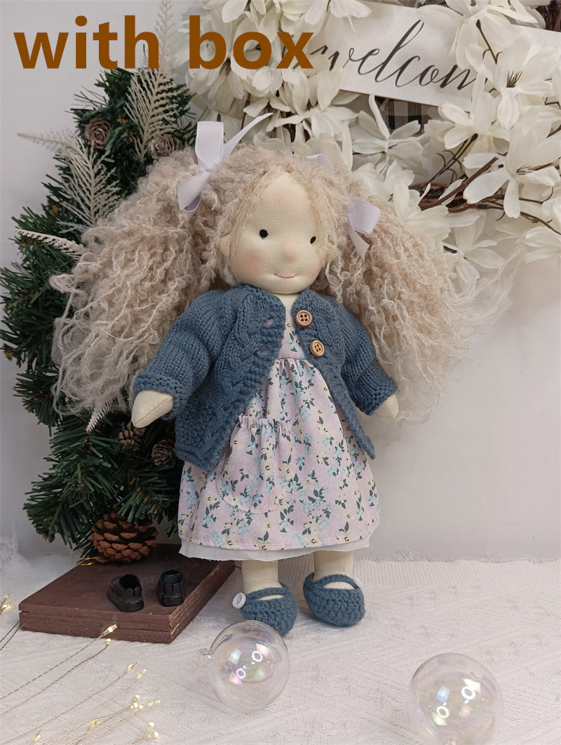 Handmade Curly Girl Plush Doll – 30cm Velvet Stuffed Toy with Clothes