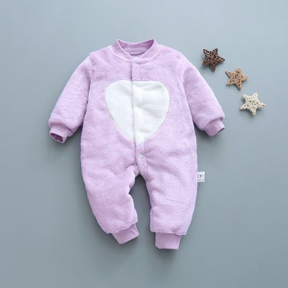 Cozy Fleece Baby Romper – Warm Cartoon Print Footless Jumpsuit for Newborns & Infants (0–24 Months)