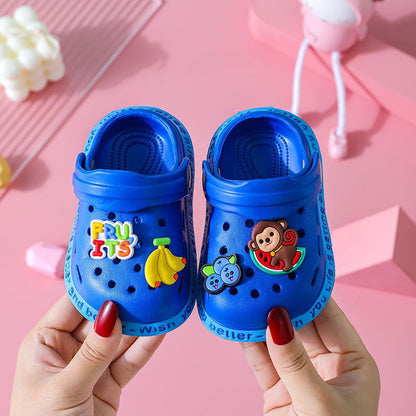 Kids' Cartoon Clog Sandals – Lightweight EVA Slip-On Shoes with Charm Decorations for Toddlers & Little Kids