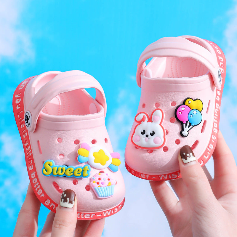 Kids' Cartoon Clog Sandals – Lightweight EVA Slip-On Shoes with Charm Decorations for Toddlers & Little Kids