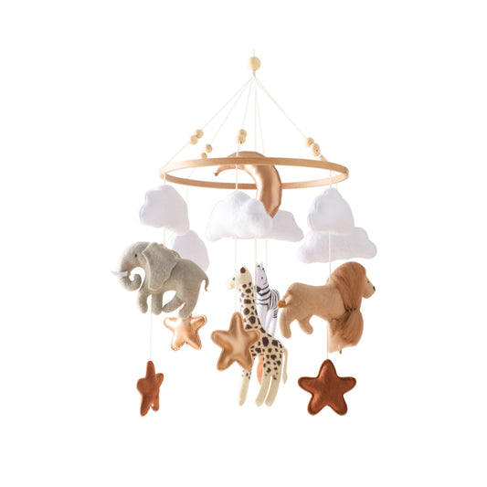 Felt Forest Animal & Moon Crib Wind Chime – Hand-Eye Coordination Toy