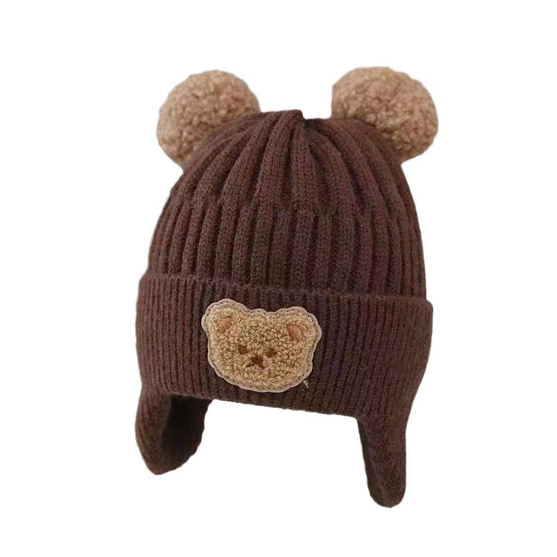 Baby & Toddler Teddy Bear Patch Rib-Knit Earflap Beanie