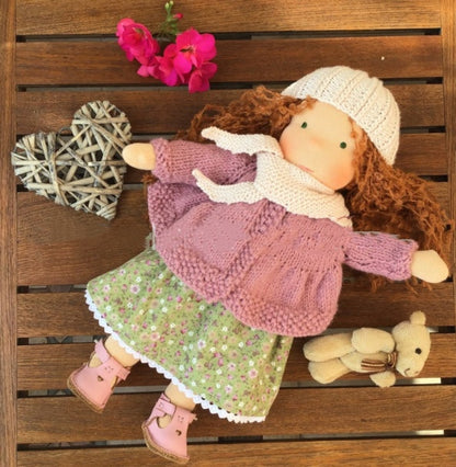 Handmade Curly Girl Plush Doll – 30cm Velvet Stuffed Toy with Clothes