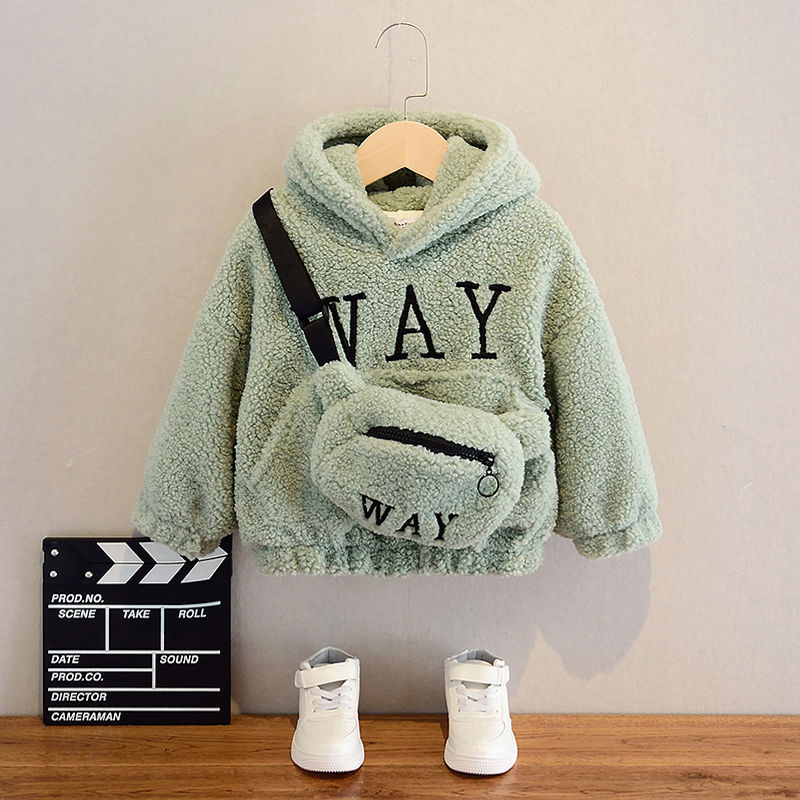 “WAY” Cozy Fleece Hoodie Set for Kids – Plush Hooded Sweatshirt with Matching Crossbody Bag