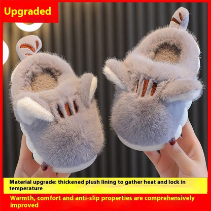 Kids Cozy Kitten Slippers – Soft Plush Indoor Slippers with Thick Sole