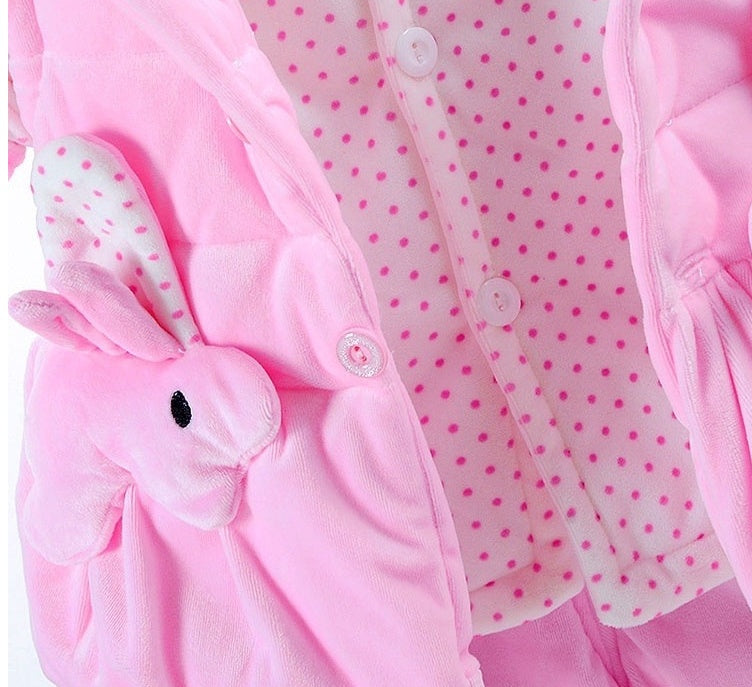 Cozy Bunny Quilted Baby Winter Set (3-Piece) – Hooded Jacket, Vest & Pants for Little Girls