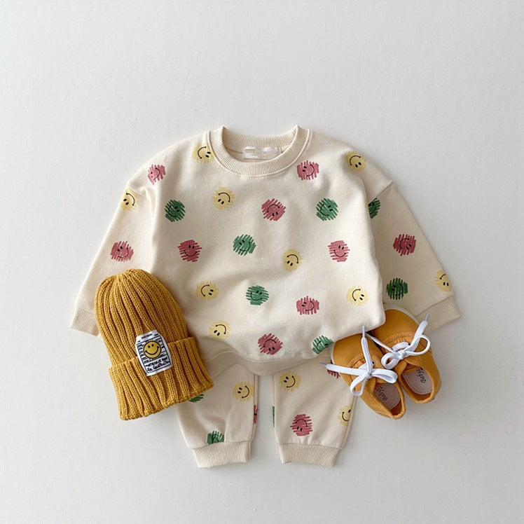 Baby Bear Embroidered Sweatshirt & Pants Set – Soft Cotton Two-Piece Outfit