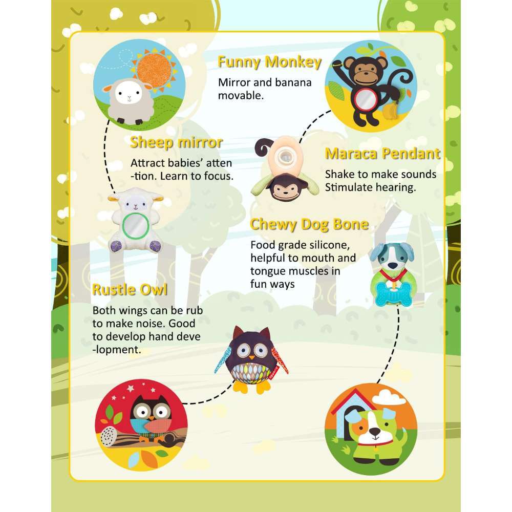 Keeygo Baby Play Mat – Zoo-Themed Sensory Gym for Infants 0–6 Months, Washable & Interactive