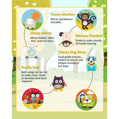 Keeygo Baby Play Mat – Zoo-Themed Sensory Gym for Infants 0–6 Months, Washable & Interactive